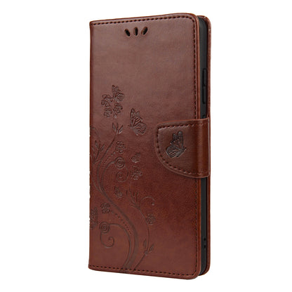 Imprint Butterflyand Flower Pattern Leather Wallet Phone Shell for Nokia 2.4