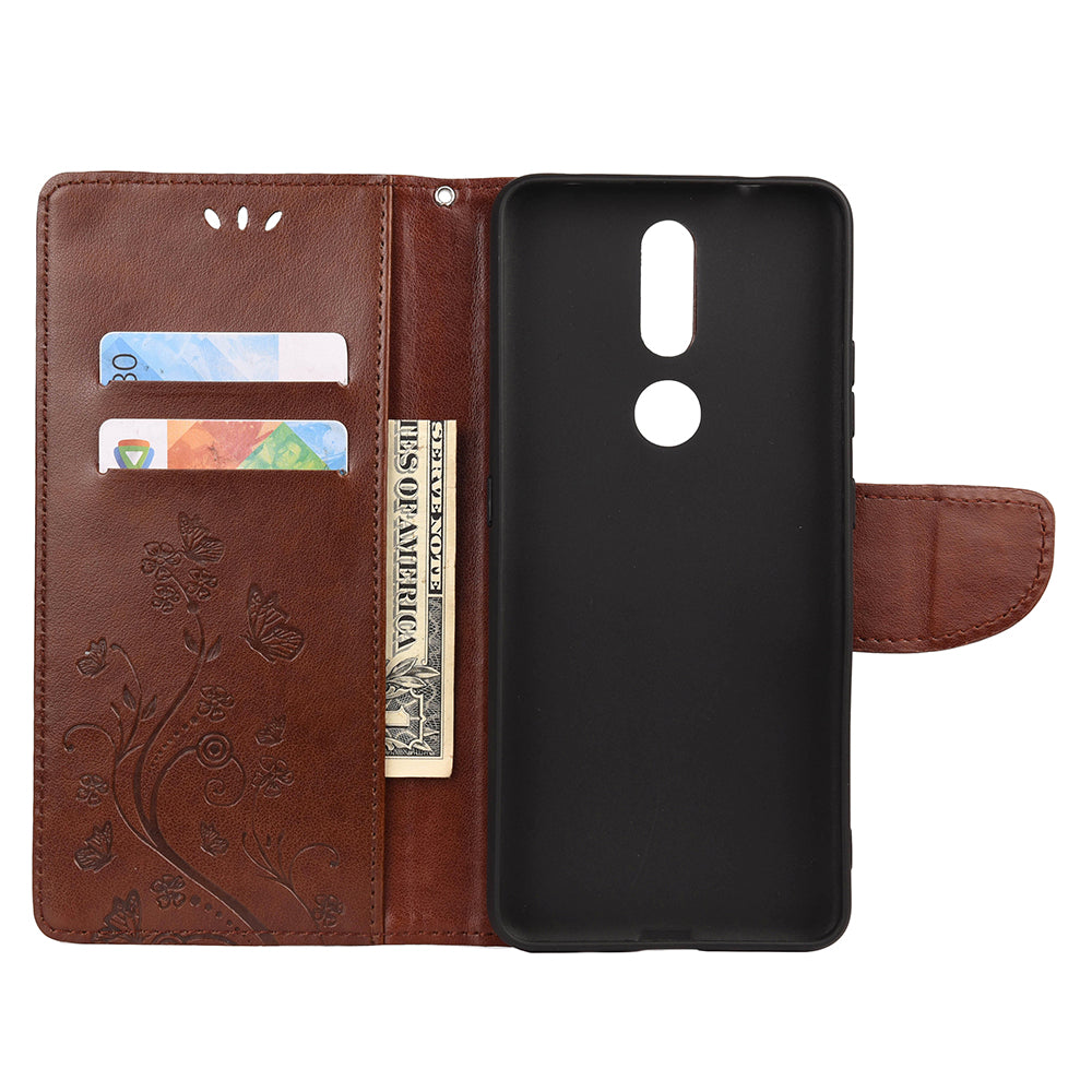 Imprint Butterflyand Flower Pattern Leather Wallet Phone Shell for Nokia 2.4