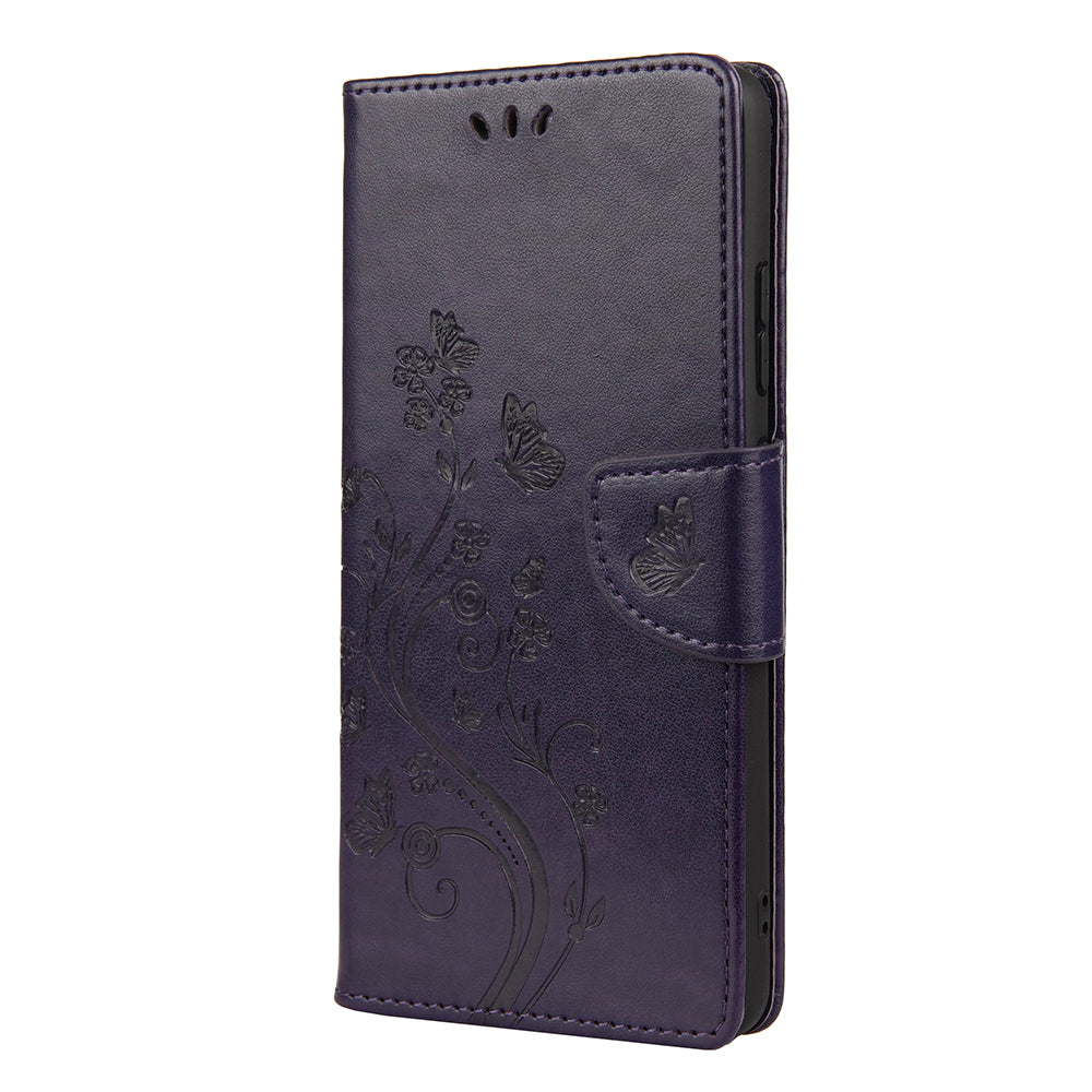 Imprint Butterflyand Flower Pattern Leather Wallet Phone Shell for Nokia 2.4