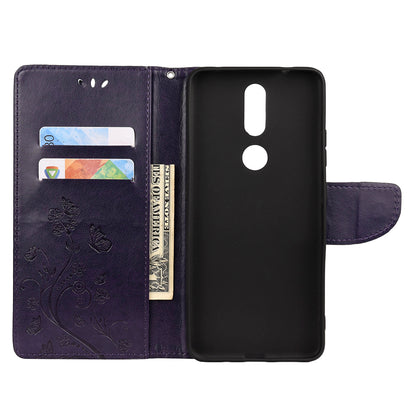 Imprint Butterflyand Flower Pattern Leather Wallet Phone Shell for Nokia 2.4