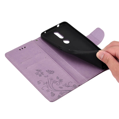 Imprint Butterflyand Flower Pattern Leather Wallet Phone Shell for Nokia 2.4