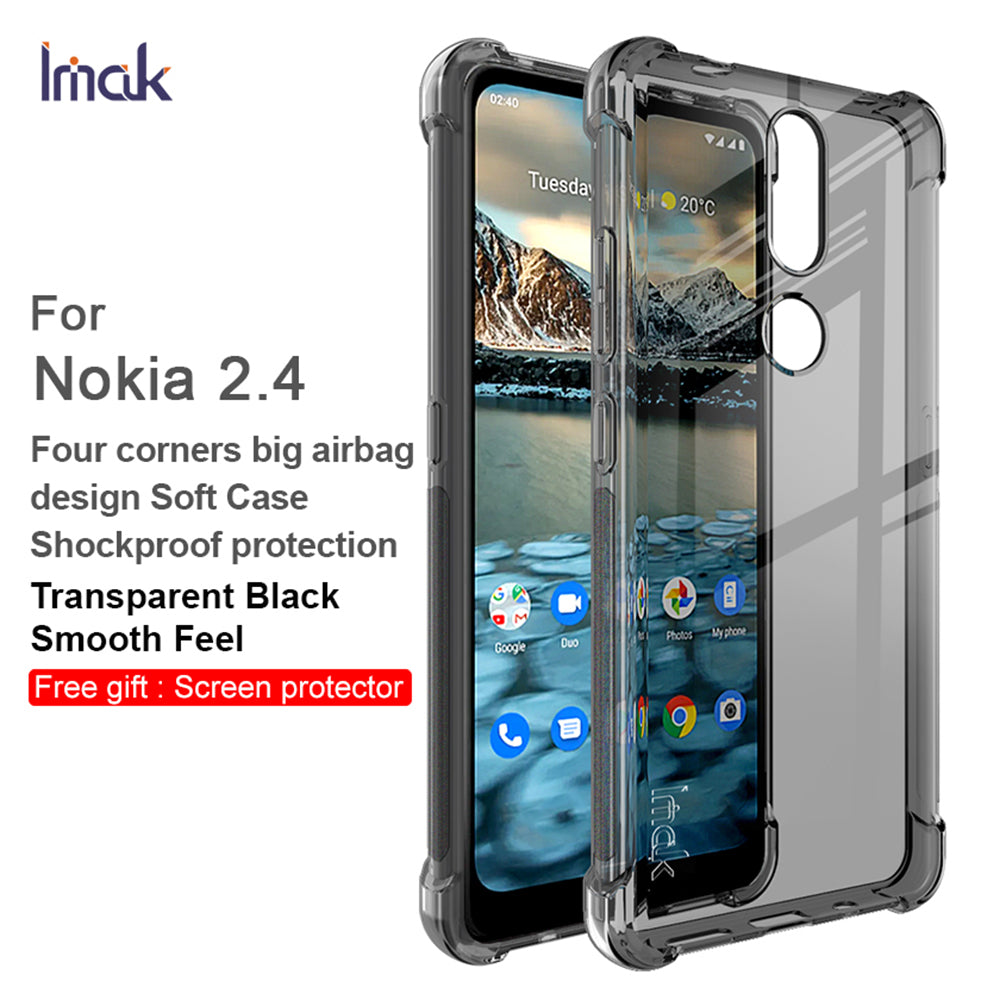 IMAK Airbag Shock-resistant TPU Case + Screen Protector Film for Nokia 2.4