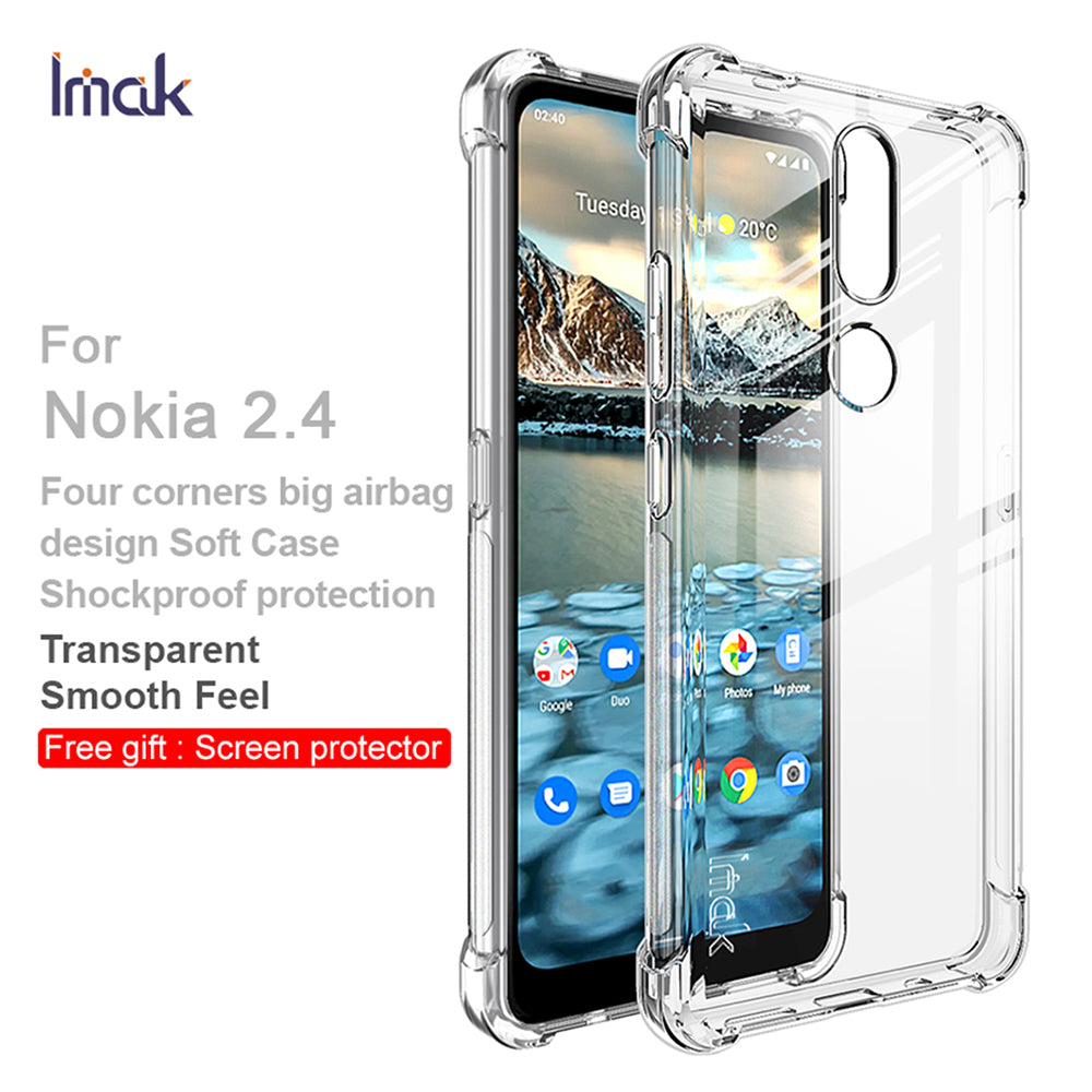 IMAK Airbag Shock-resistant TPU Case + Screen Protector Film for Nokia 2.4