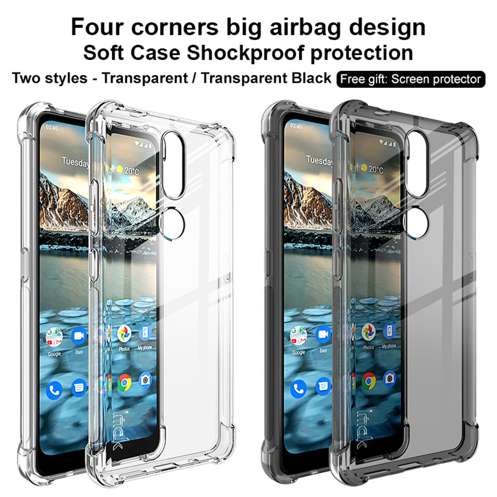 IMAK Airbag Shock-resistant TPU Case + Screen Protector Film for Nokia 2.4
