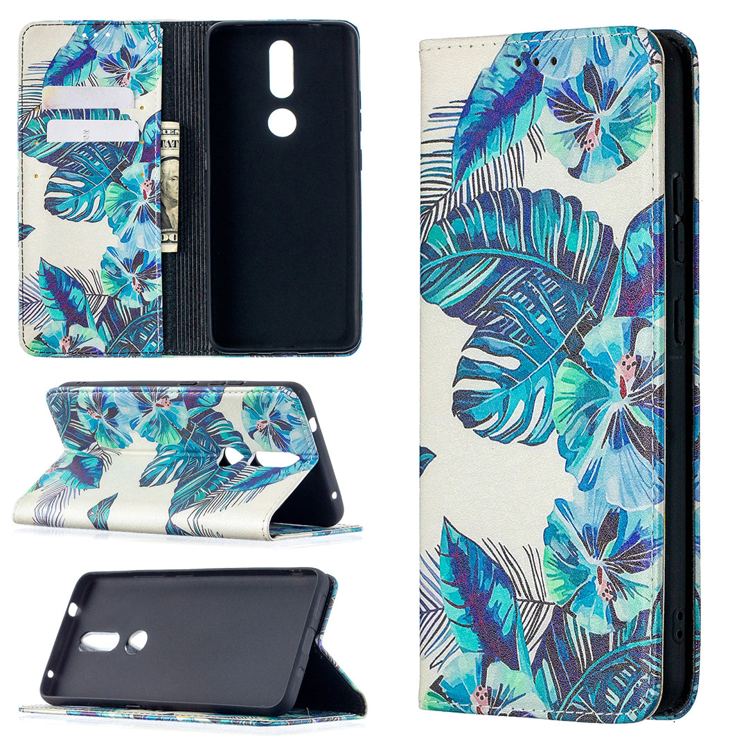 Auto-absorbed Pattern Printing PU Leather Stand Case for Nokia 2.4