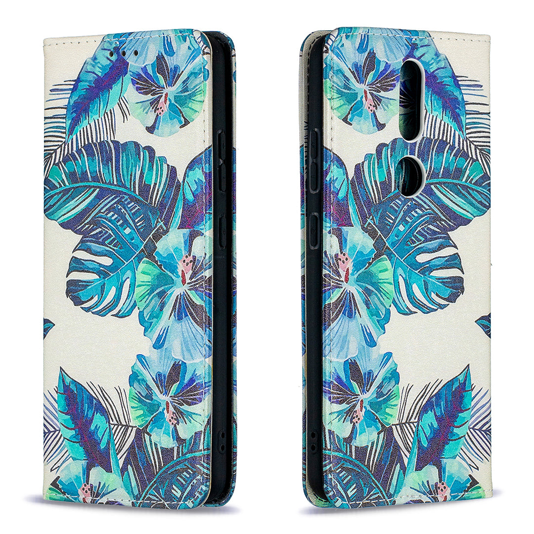 Auto-absorbed Pattern Printing PU Leather Stand Case for Nokia 2.4