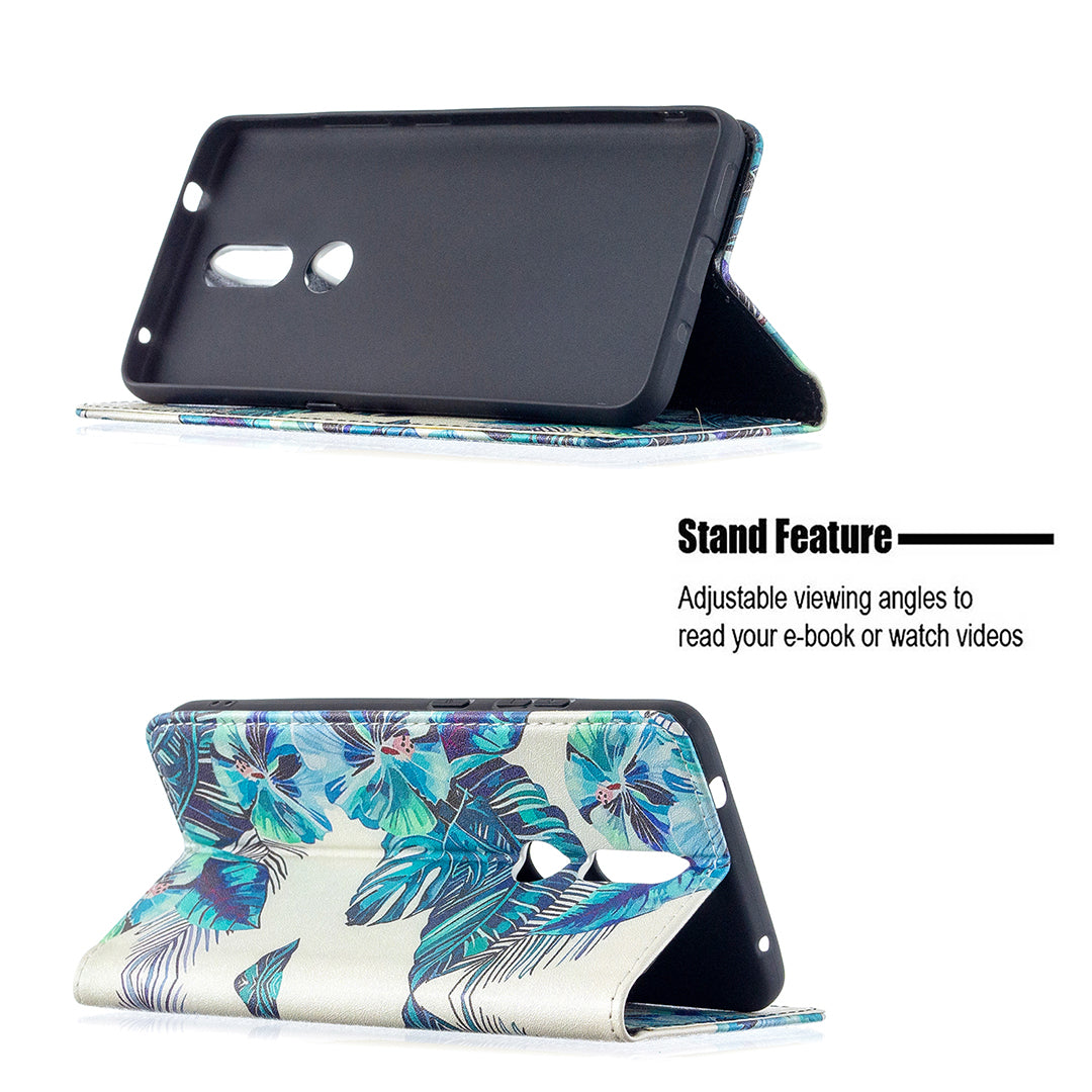 Auto-absorbed Pattern Printing PU Leather Stand Case for Nokia 2.4