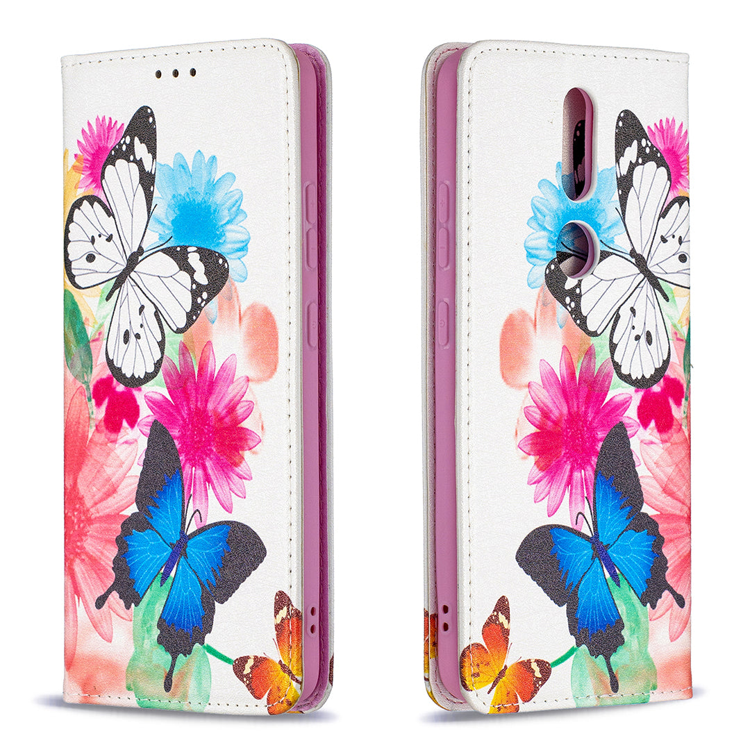 Auto-absorbed Pattern Printing PU Leather Stand Case for Nokia 2.4