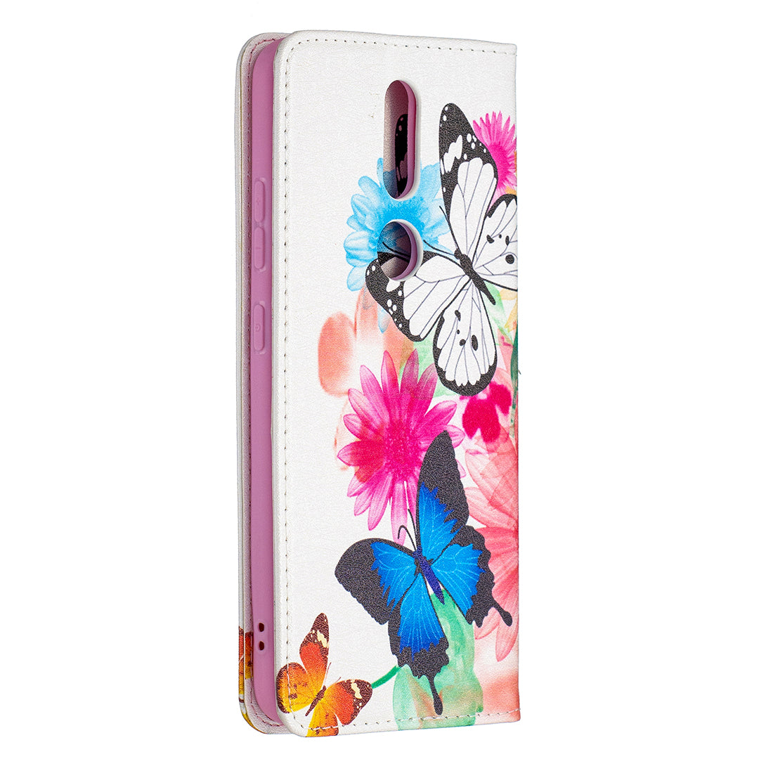 Auto-absorbed Pattern Printing PU Leather Stand Case for Nokia 2.4