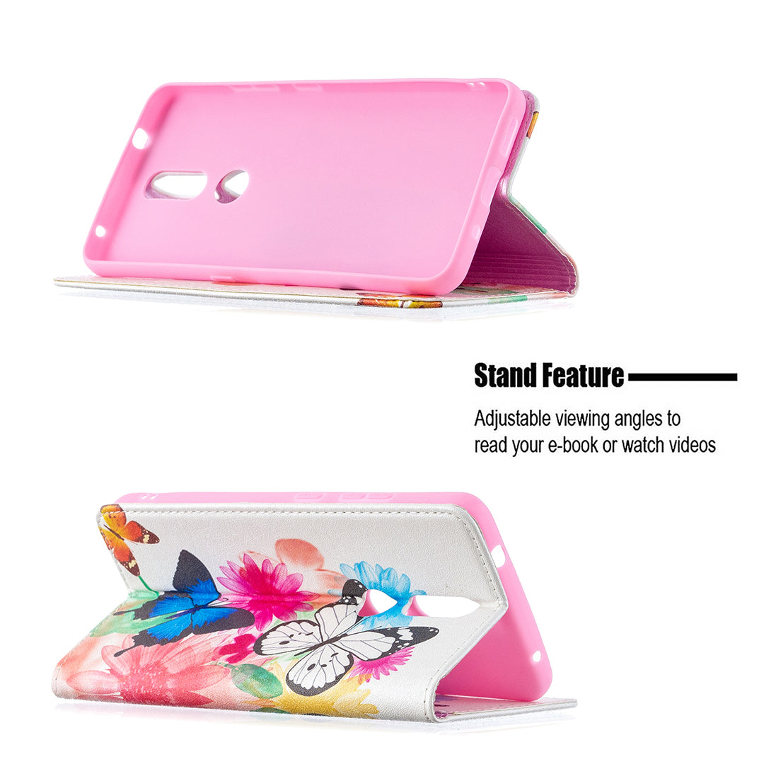 Auto-absorbed Pattern Printing PU Leather Stand Case for Nokia 2.4