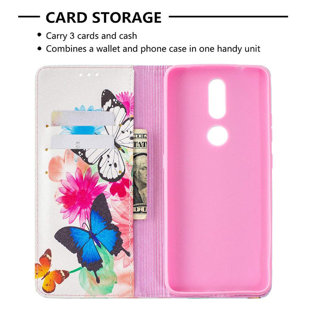 Auto-absorbed Pattern Printing PU Leather Stand Case for Nokia 2.4