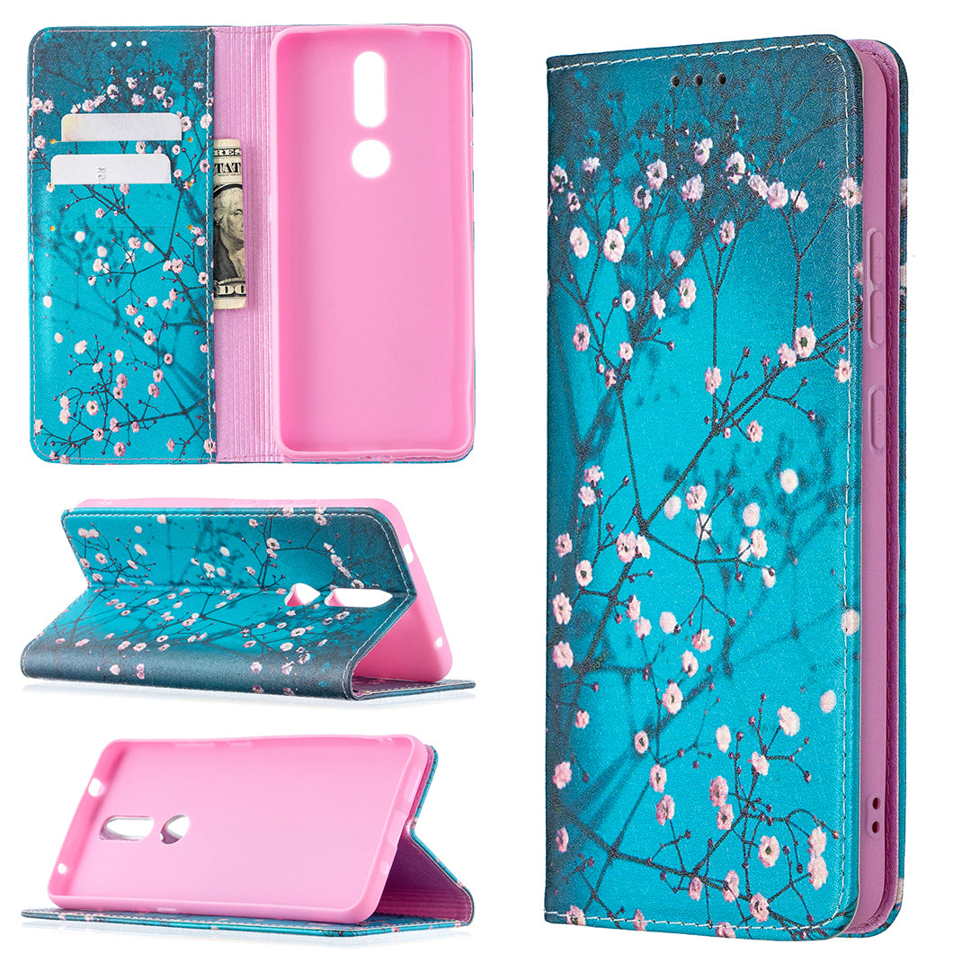 Auto-absorbed Pattern Printing PU Leather Stand Case for Nokia 2.4
