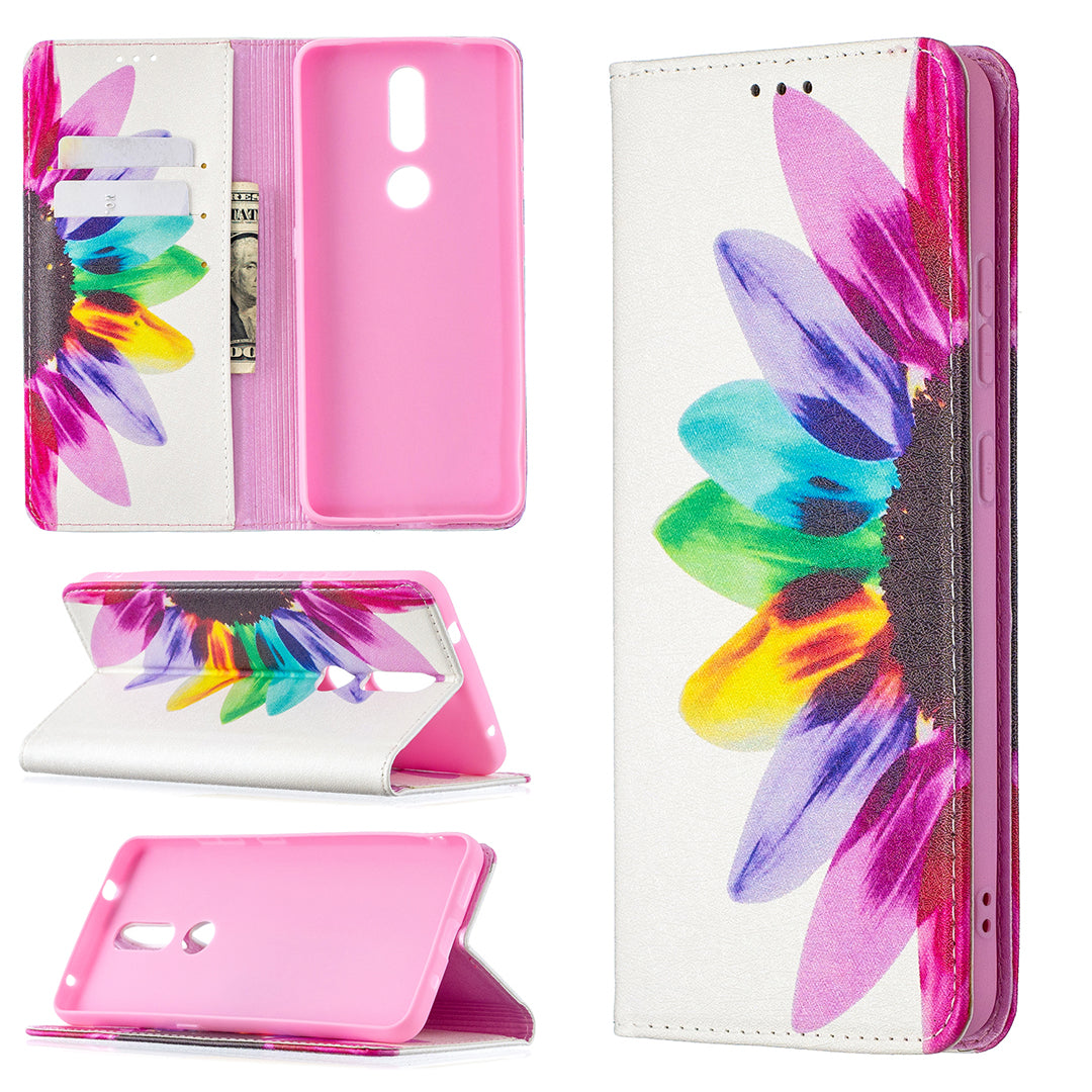 Auto-absorbed Pattern Printing PU Leather Stand Case for Nokia 2.4