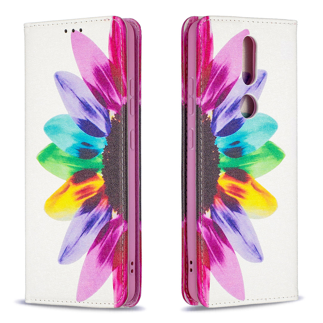 Auto-absorbed Pattern Printing PU Leather Stand Case for Nokia 2.4