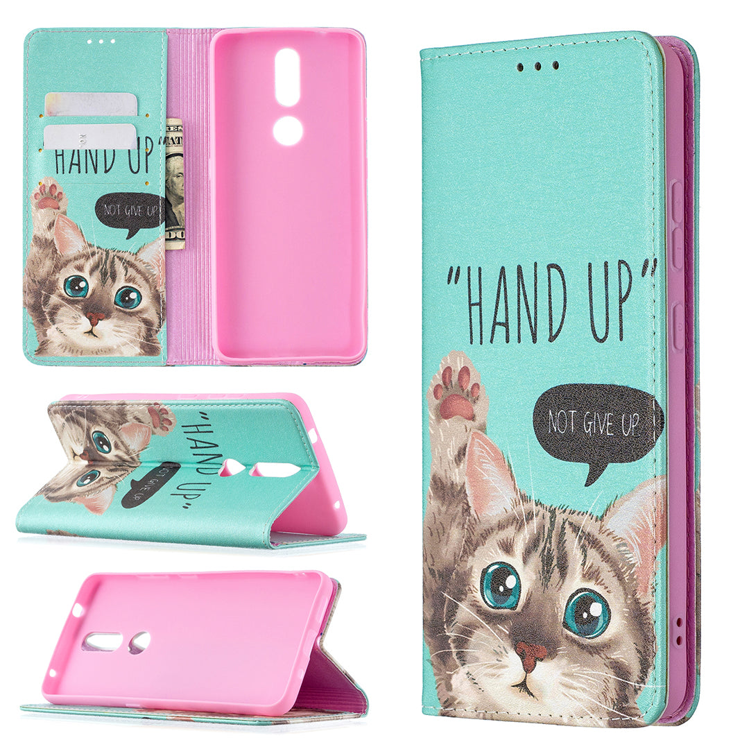 Auto-absorbed Pattern Printing PU Leather Stand Case for Nokia 2.4