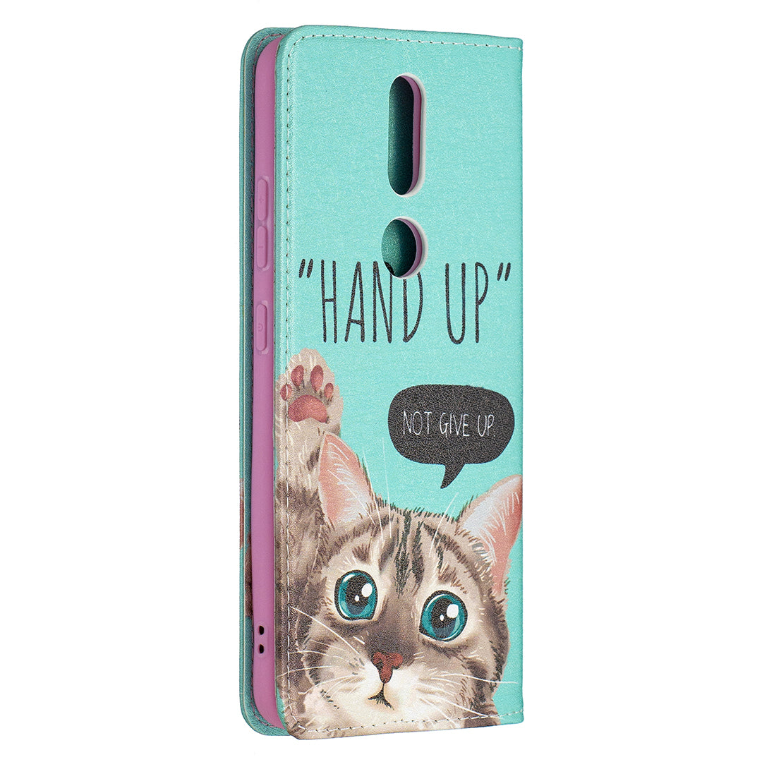 Auto-absorbed Pattern Printing PU Leather Stand Case for Nokia 2.4