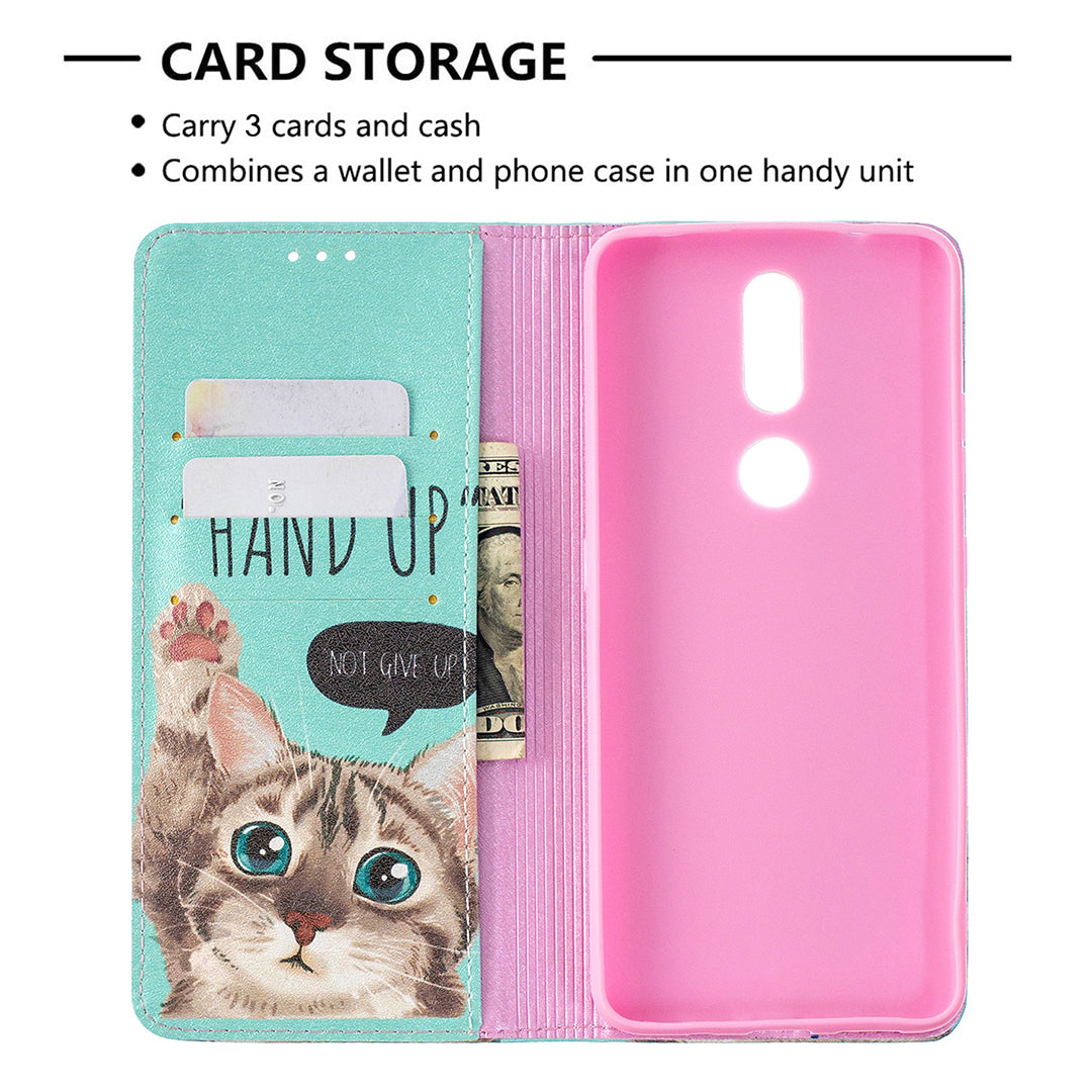 Auto-absorbed Pattern Printing PU Leather Stand Case for Nokia 2.4