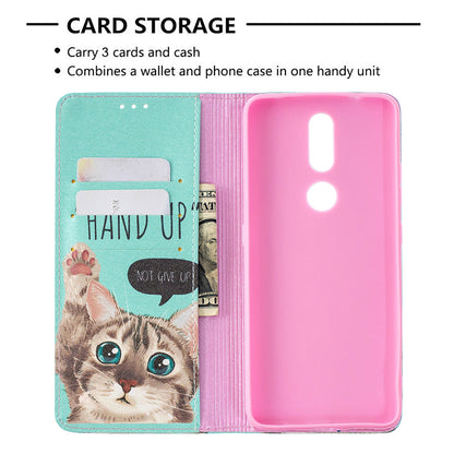 Auto-absorbed Pattern Printing PU Leather Stand Case for Nokia 2.4