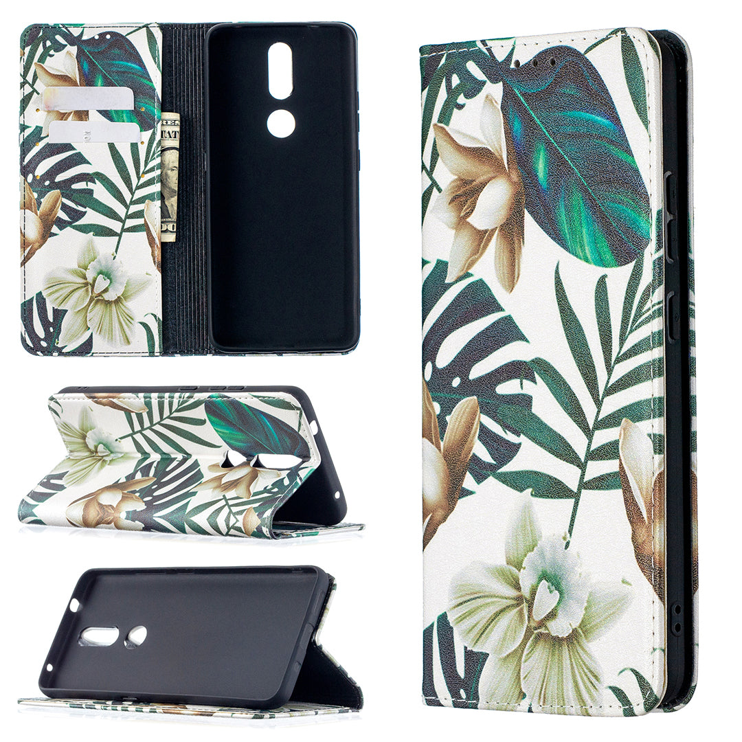Auto-absorbed Pattern Printing PU Leather Stand Case for Nokia 2.4