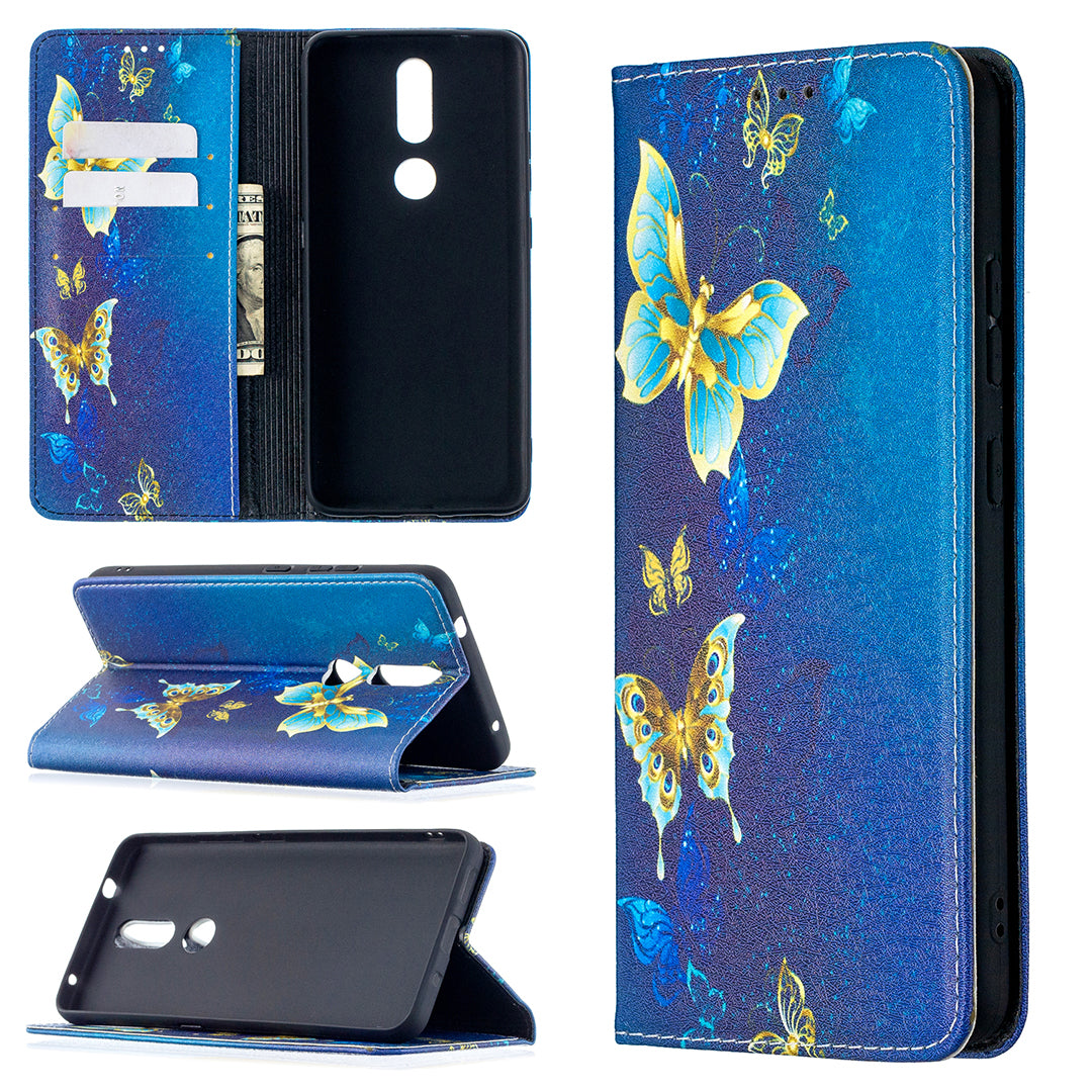 Auto-absorbed Pattern Printing PU Leather Stand Case for Nokia 2.4