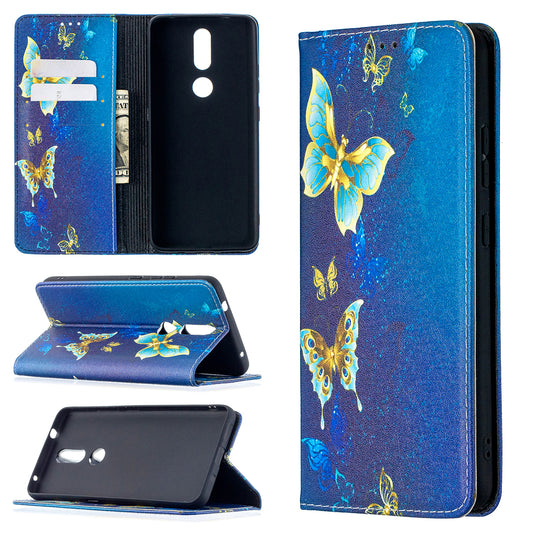 Auto-absorbed Pattern Printing PU Leather Stand Case for Nokia 2.4