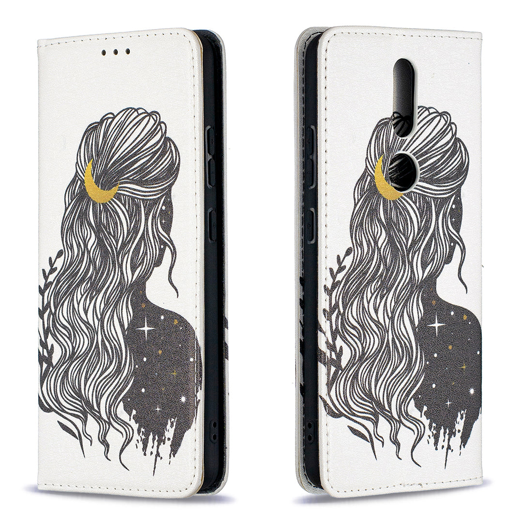 Auto-absorbed Pattern Printing PU Leather Stand Case for Nokia 2.4