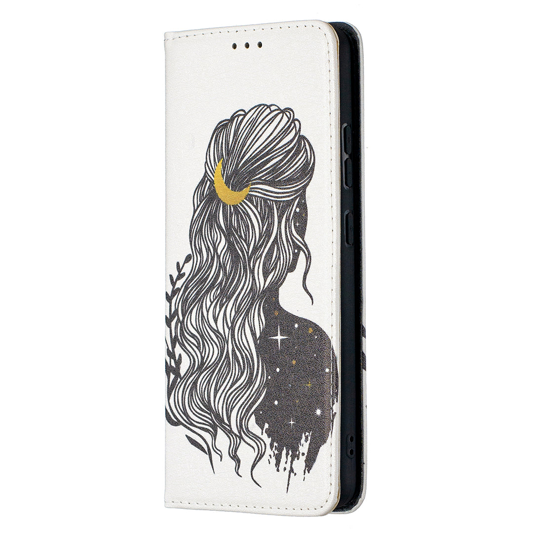 Auto-absorbed Pattern Printing PU Leather Stand Case for Nokia 2.4