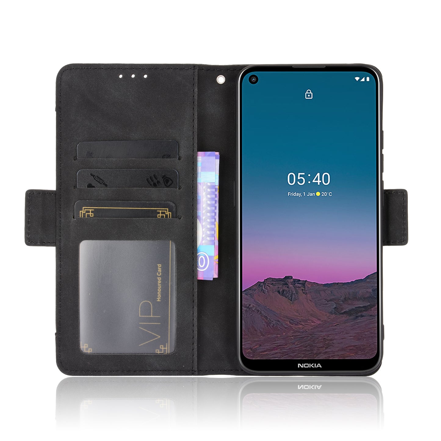 Leather Phone Wallet Design Stand Feature Protective Cover Case with Multiple Card Slots for Nokia 5.4