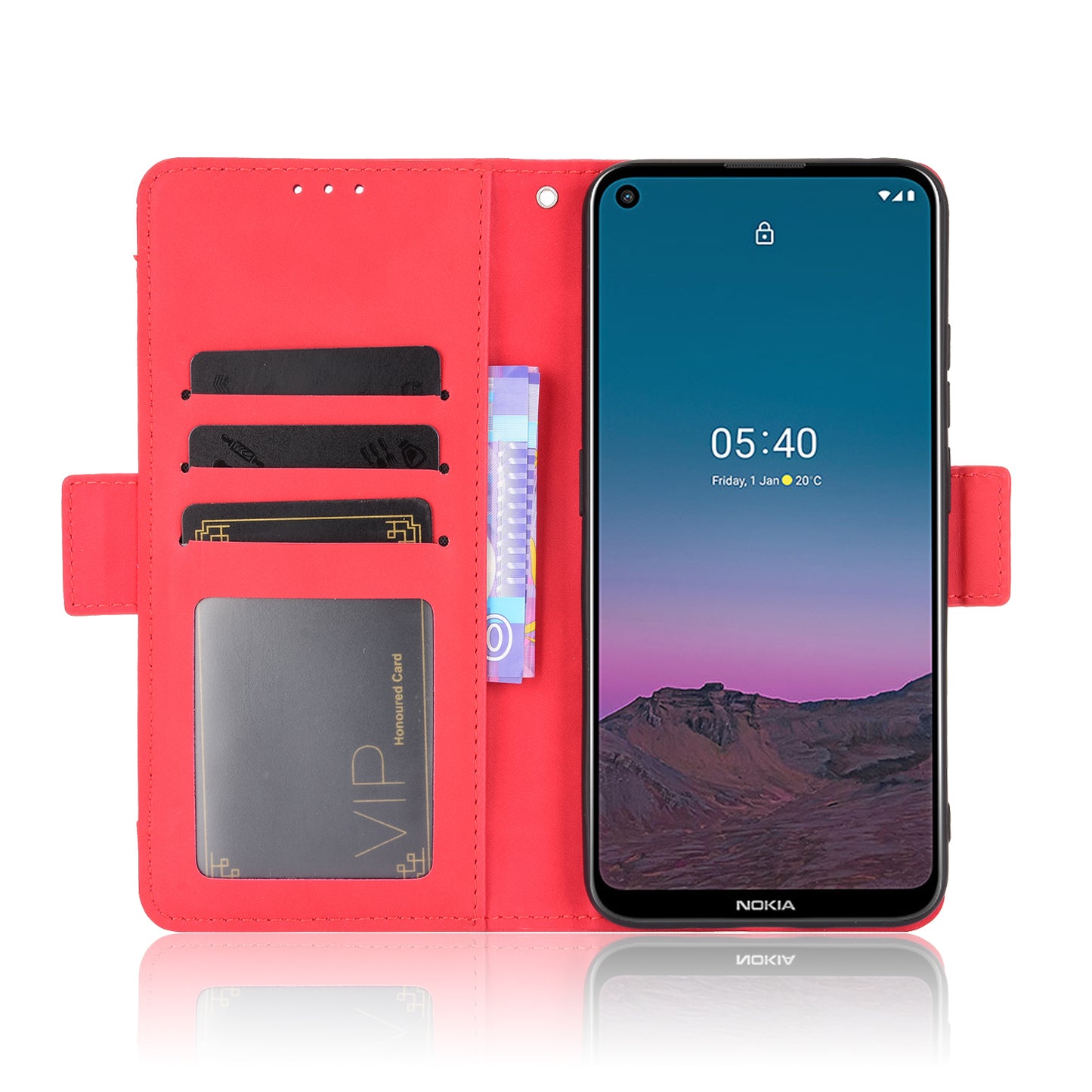 Leather Phone Wallet Design Stand Feature Protective Cover Case with Multiple Card Slots for Nokia 5.4