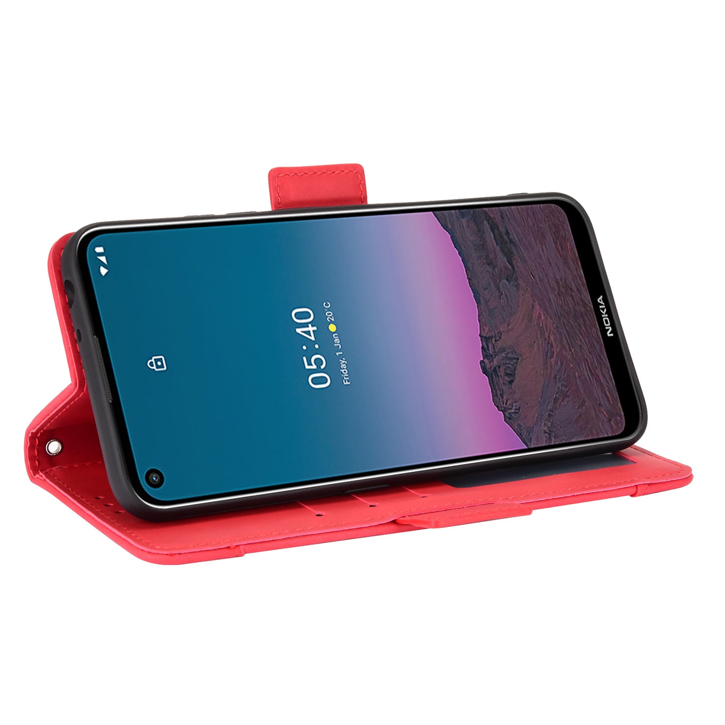 Leather Phone Wallet Design Stand Feature Protective Cover Case with Multiple Card Slots for Nokia 5.4
