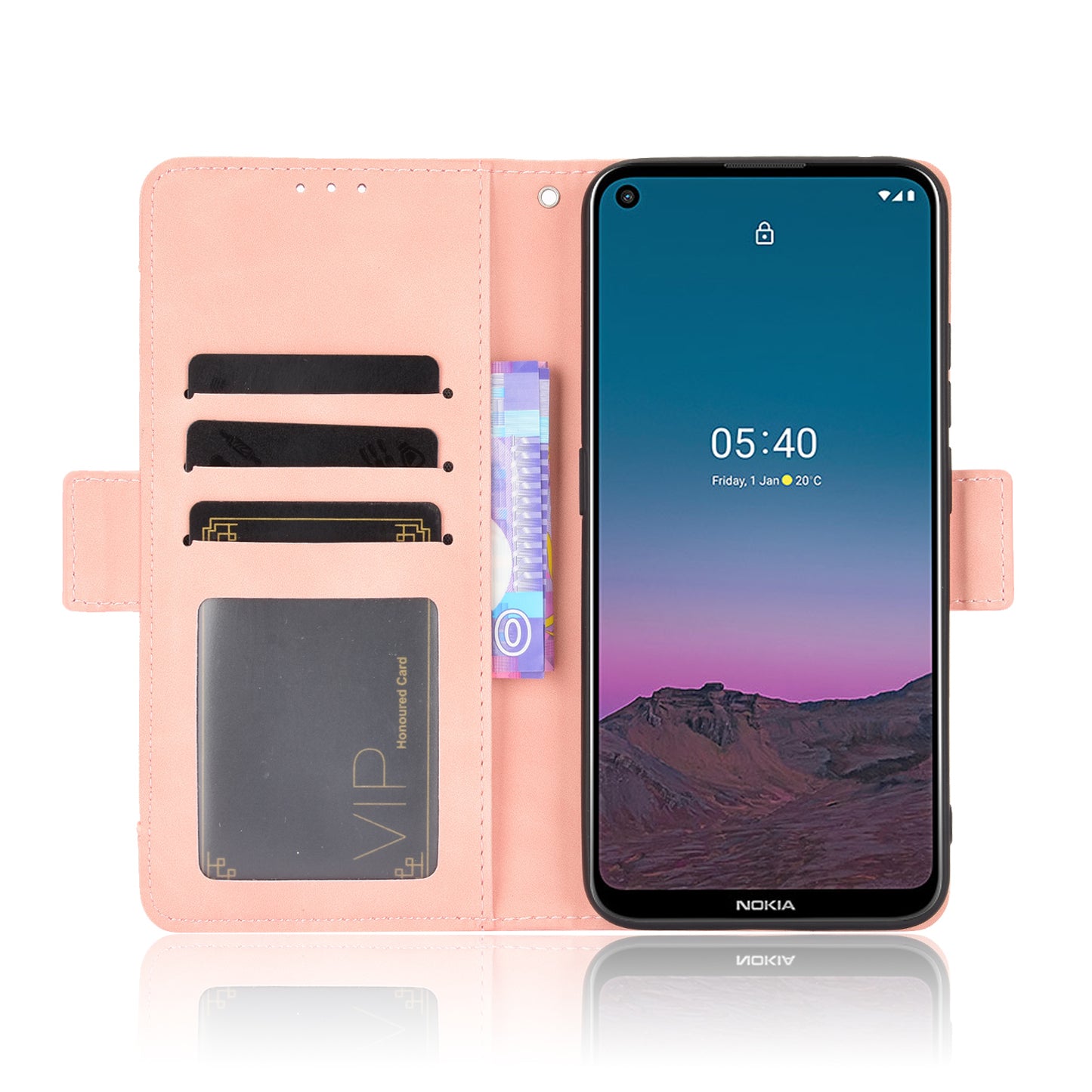 Leather Phone Wallet Design Stand Feature Protective Cover Case with Multiple Card Slots for Nokia 5.4