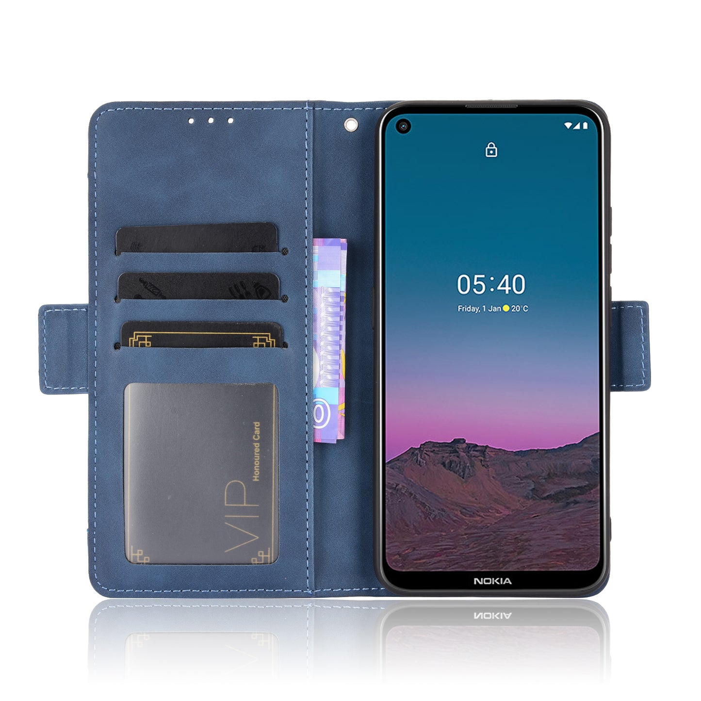 Leather Phone Wallet Design Stand Feature Protective Cover Case with Multiple Card Slots for Nokia 5.4