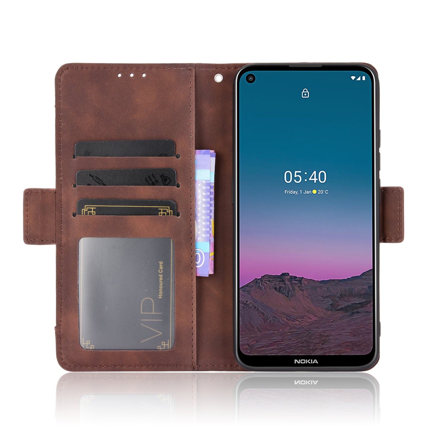 Leather Phone Wallet Design Stand Feature Protective Cover Case with Multiple Card Slots for Nokia 5.4