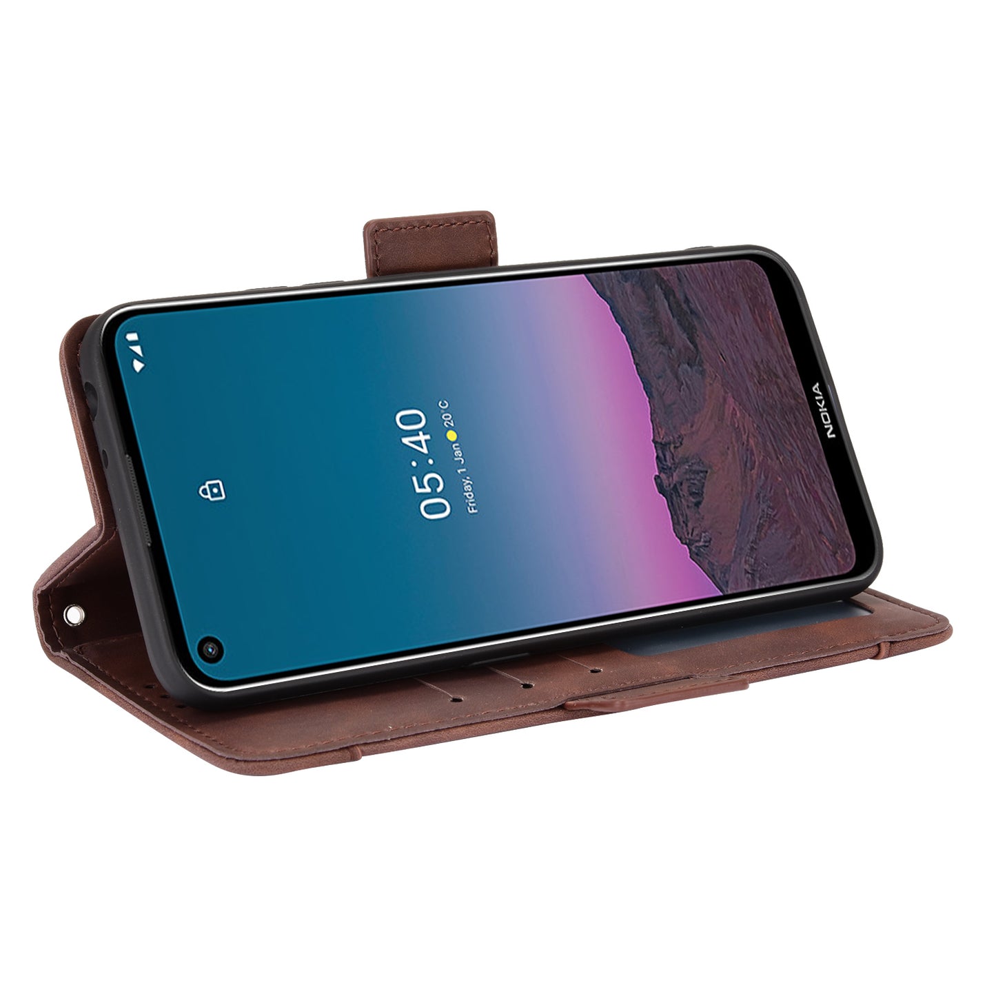 Leather Phone Wallet Design Stand Feature Protective Cover Case with Multiple Card Slots for Nokia 5.4