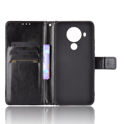 Crazy Horse Skin Leather Phone Wallet Stand Cover Shell with Lanyard for Nokia 5.4