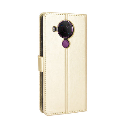 Crazy Horse Skin Leather Phone Wallet Stand Cover Shell with Lanyard for Nokia 5.4