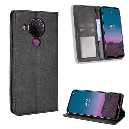 Magnetic Vintage Style Wallet Stand Phone Case Cover for Nokia 5.4