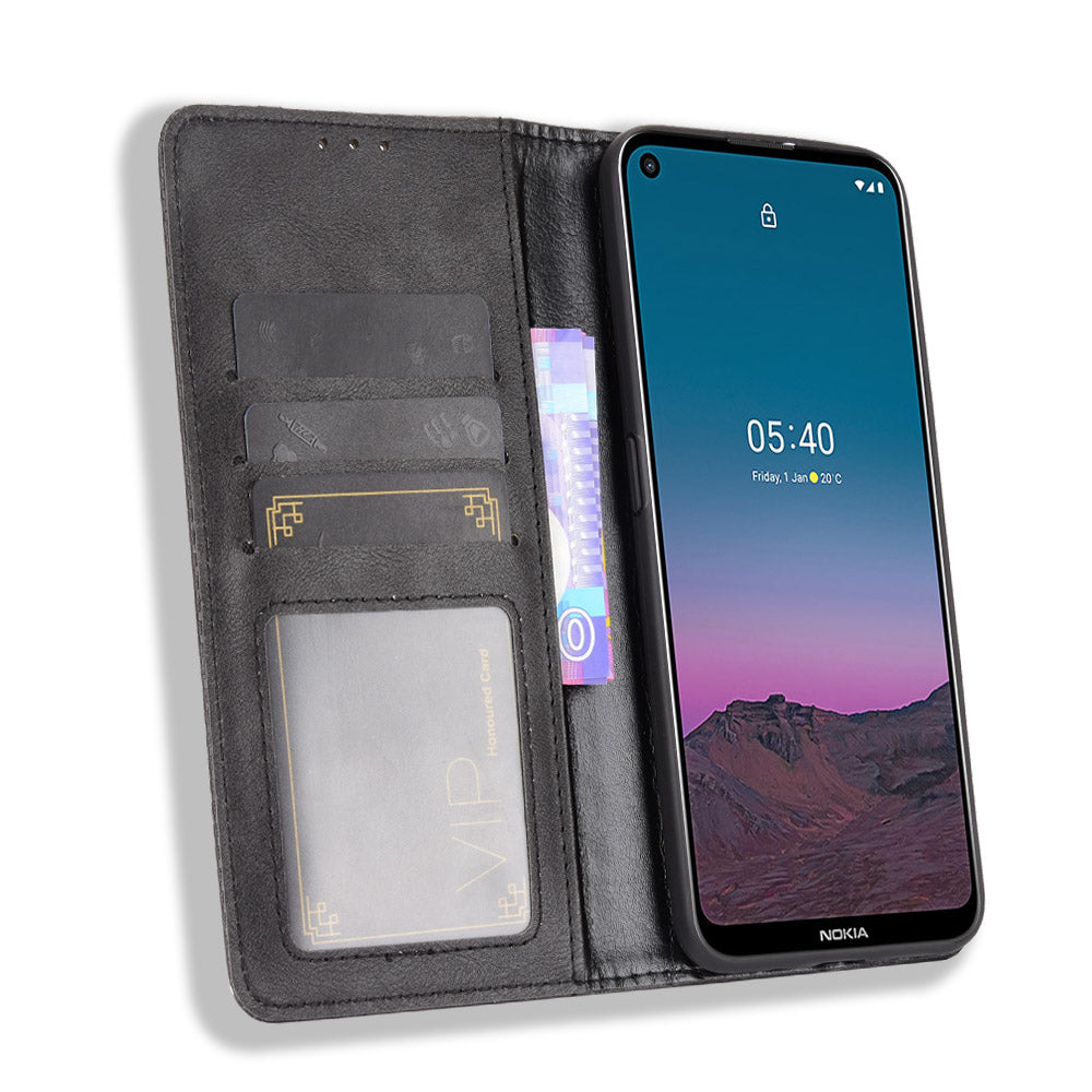 Magnetic Vintage Style Wallet Stand Phone Case Cover for Nokia 5.4