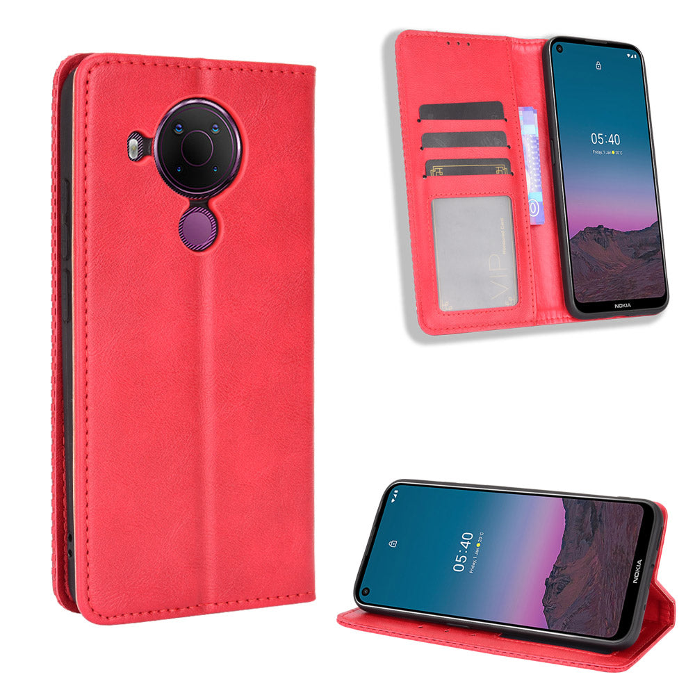Magnetic Vintage Style Wallet Stand Phone Case Cover for Nokia 5.4