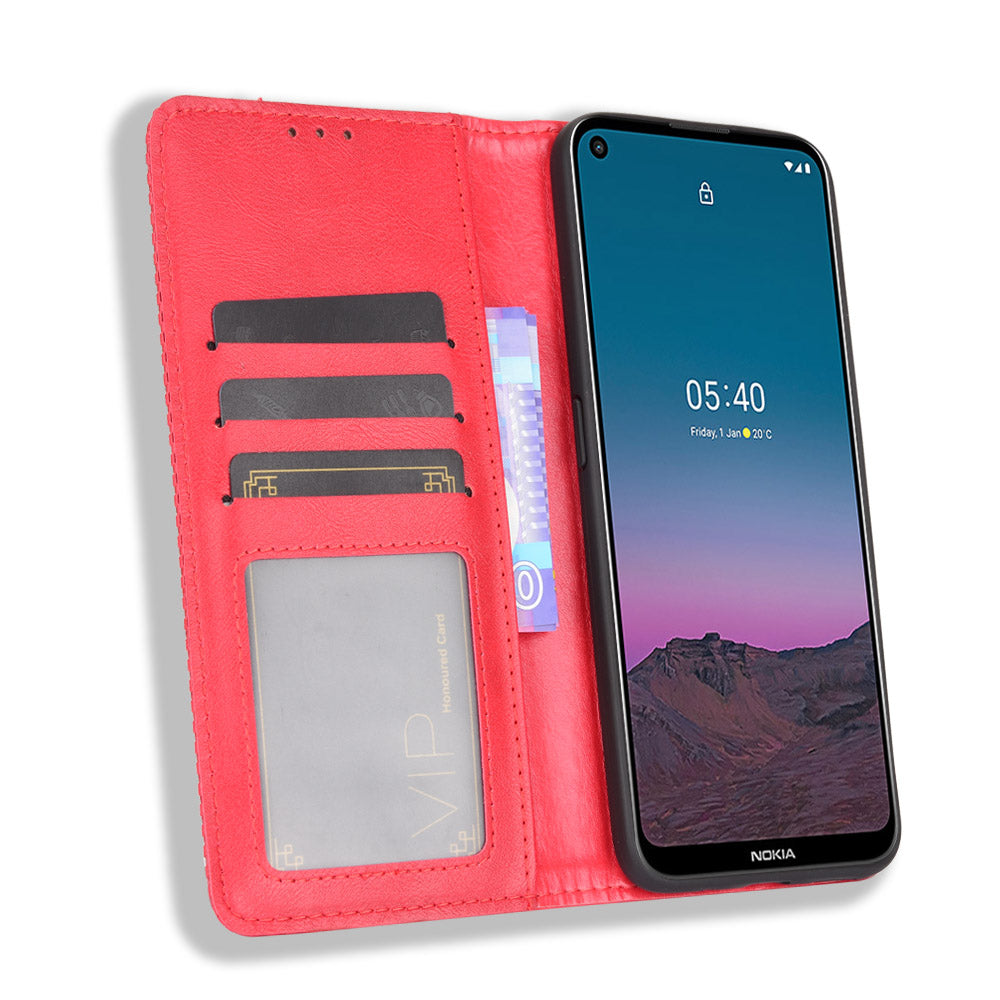 Magnetic Vintage Style Wallet Stand Phone Case Cover for Nokia 5.4