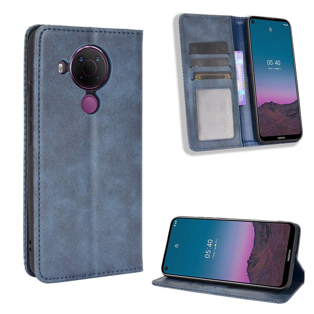 Magnetic Vintage Style Wallet Stand Phone Case Cover for Nokia 5.4