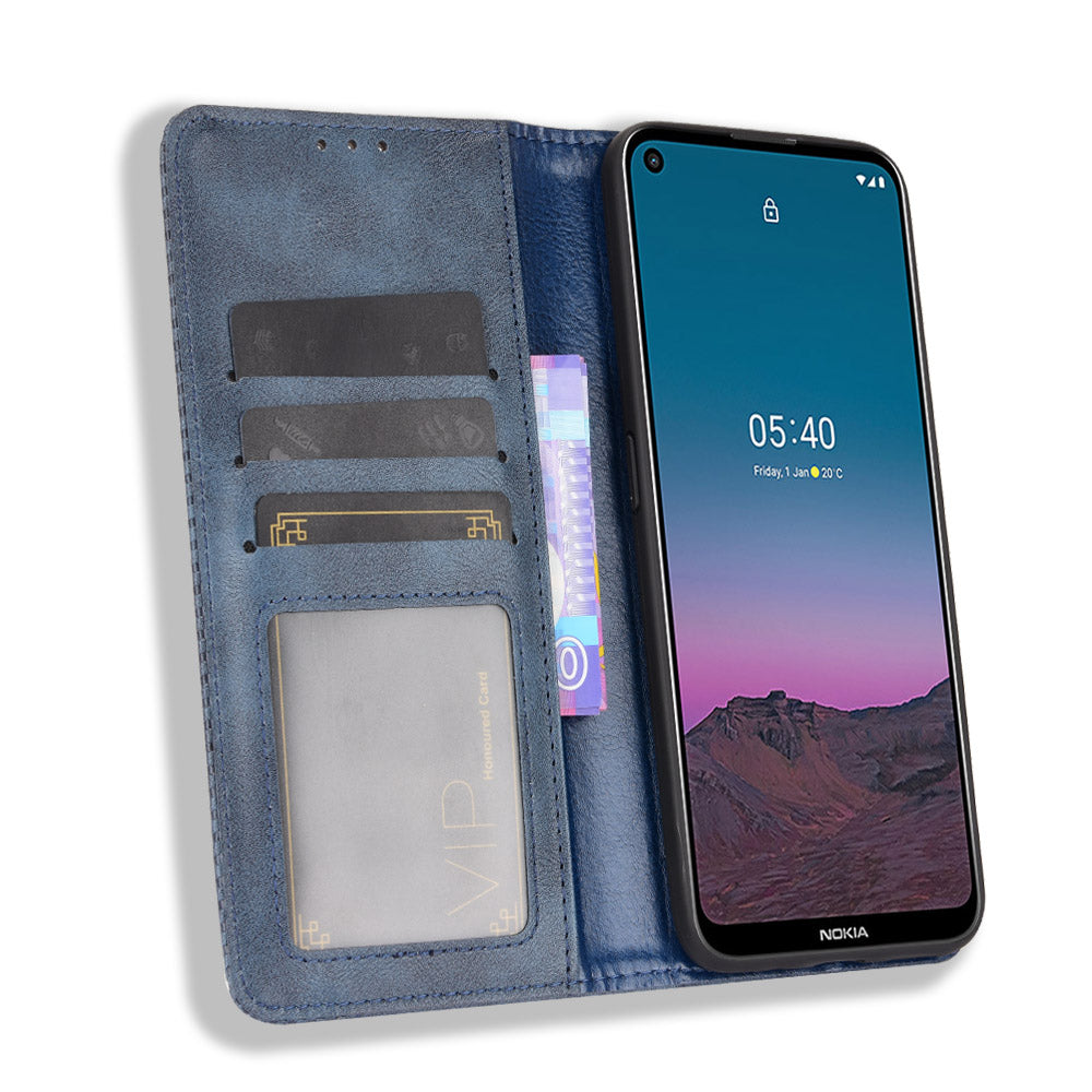 Magnetic Vintage Style Wallet Stand Phone Case Cover for Nokia 5.4