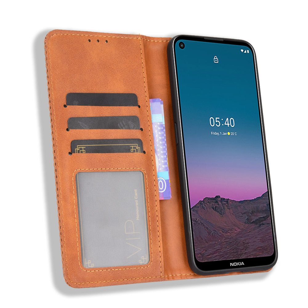 Magnetic Vintage Style Wallet Stand Phone Case Cover for Nokia 5.4