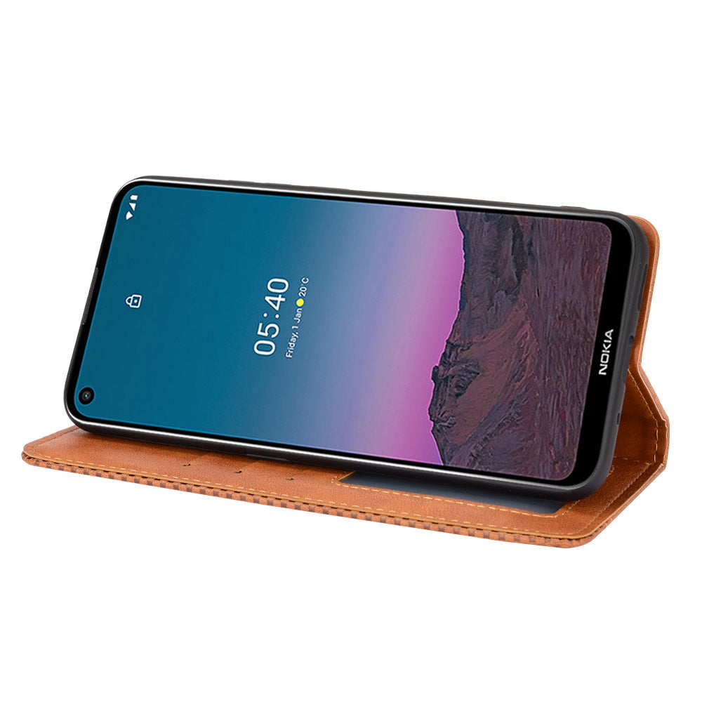 Magnetic Vintage Style Wallet Stand Phone Case Cover for Nokia 5.4