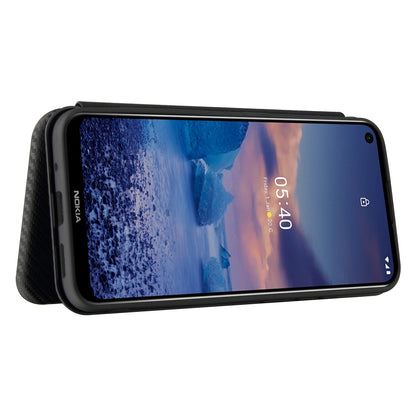 Carbon Fiber Texture Stand Cover for Nokia 5.4 Auto-absorbed Leather Case