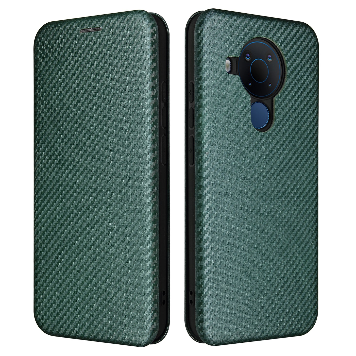 Carbon Fiber Texture Stand Cover for Nokia 5.4 Auto-absorbed Leather Case