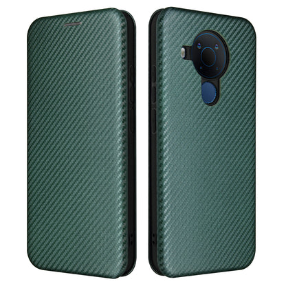 Carbon Fiber Texture Stand Cover for Nokia 5.4 Auto-absorbed Leather Case