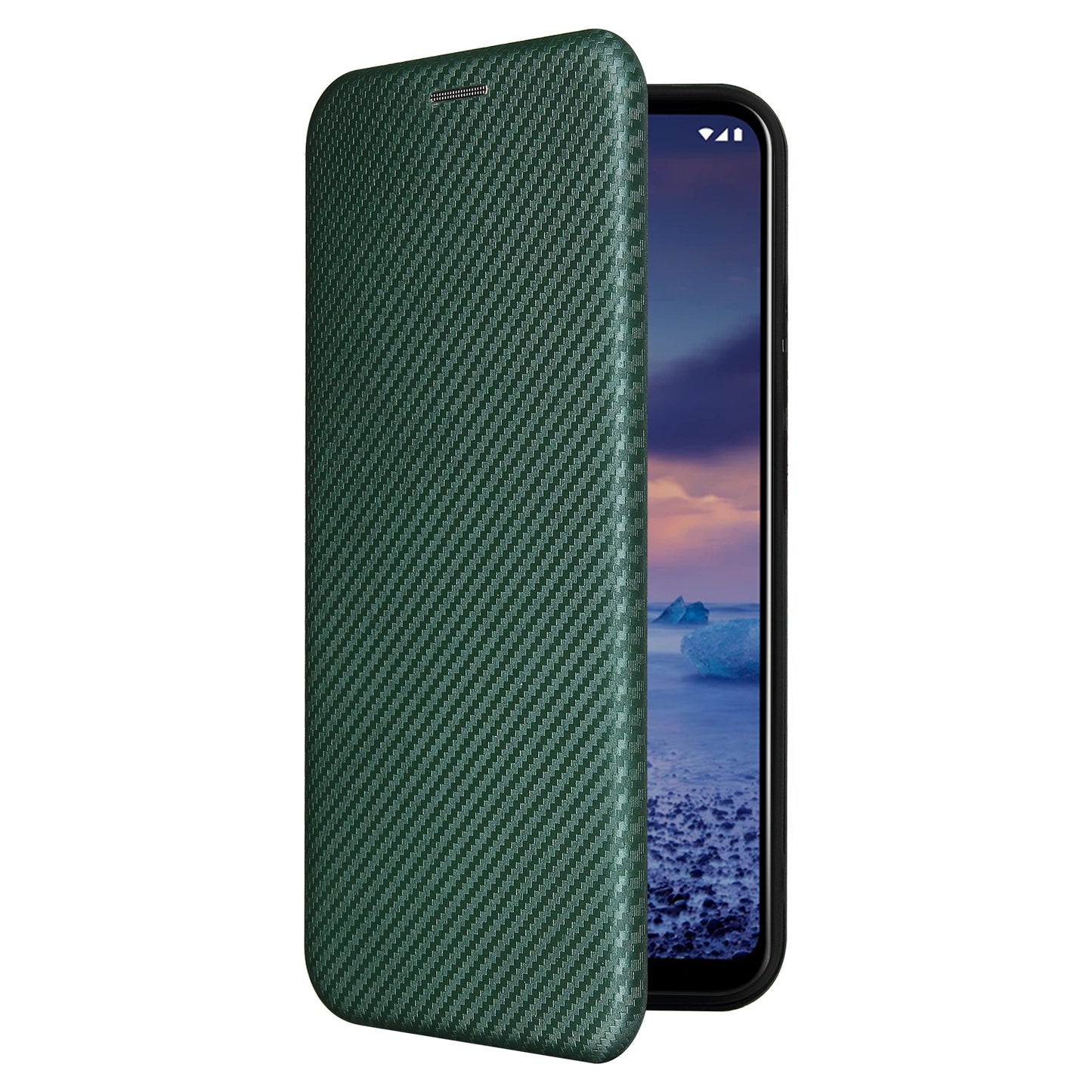 Carbon Fiber Texture Stand Cover for Nokia 5.4 Auto-absorbed Leather Case