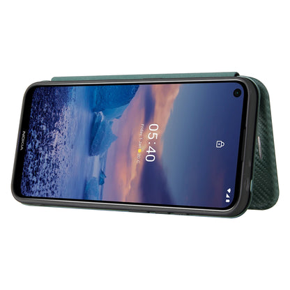 Carbon Fiber Texture Stand Cover for Nokia 5.4 Auto-absorbed Leather Case