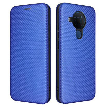 Carbon Fiber Texture Stand Cover for Nokia 5.4 Auto-absorbed Leather Case